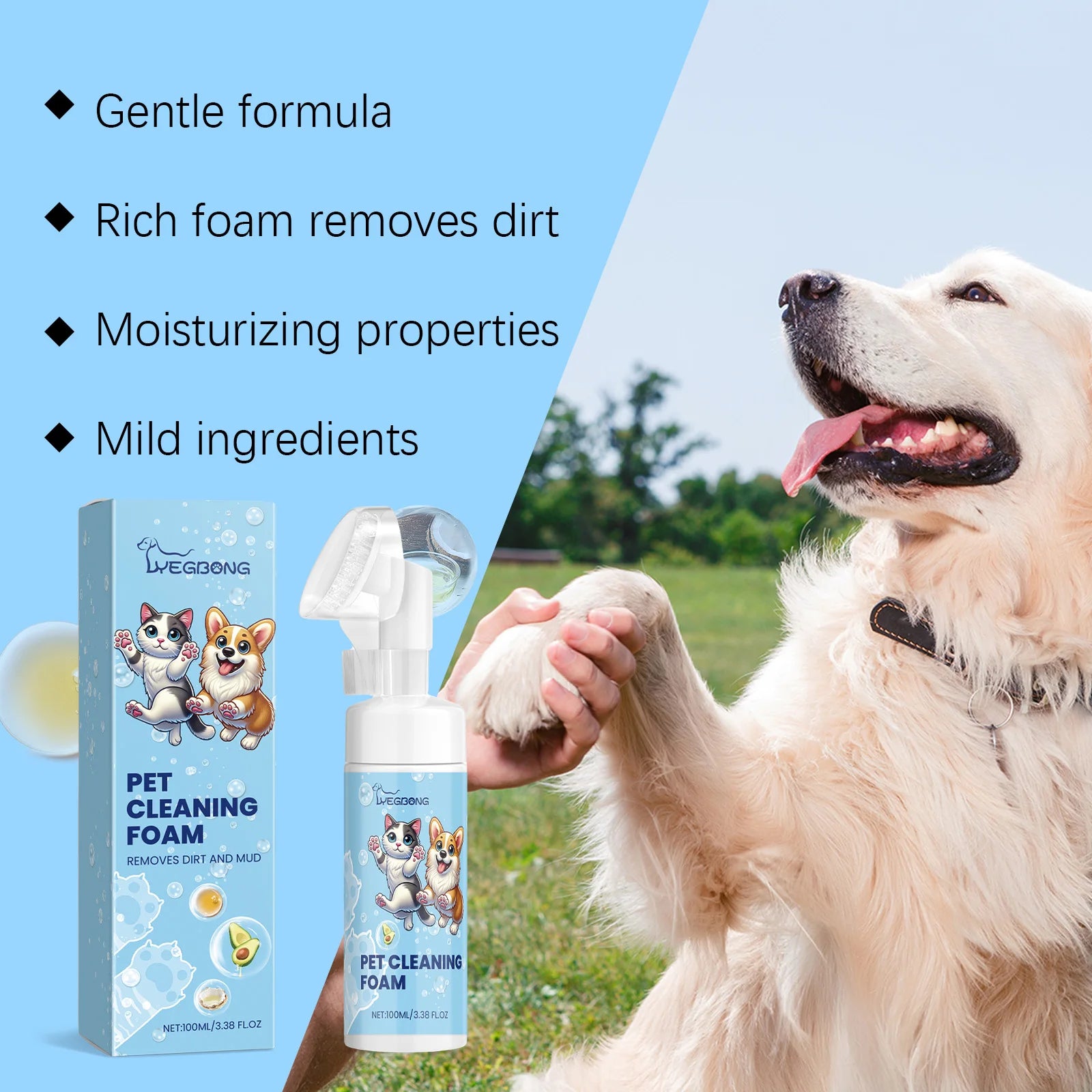 100ml Natural Pet Paw Foam Cleaner