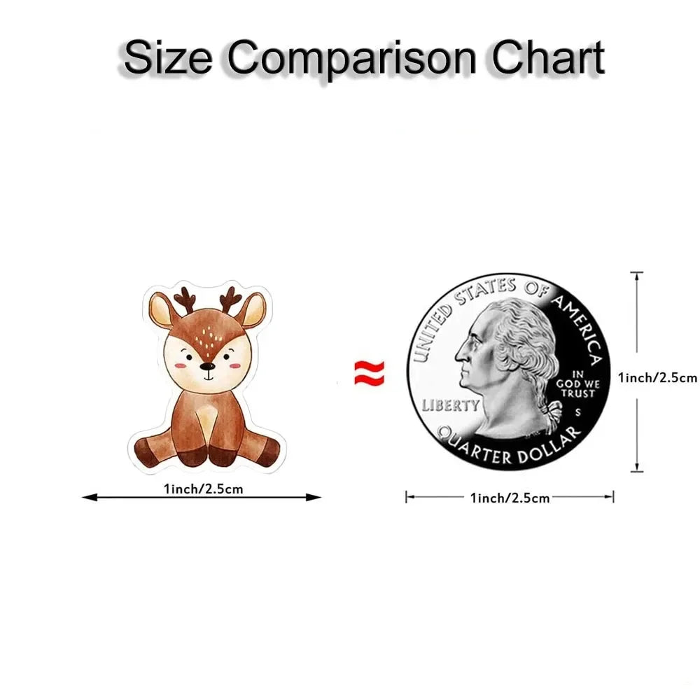 500 Pcs/Roll Heterotypic Forest Animals Stickers 2.5cm/1.0'' Art Labels Learning Rewards