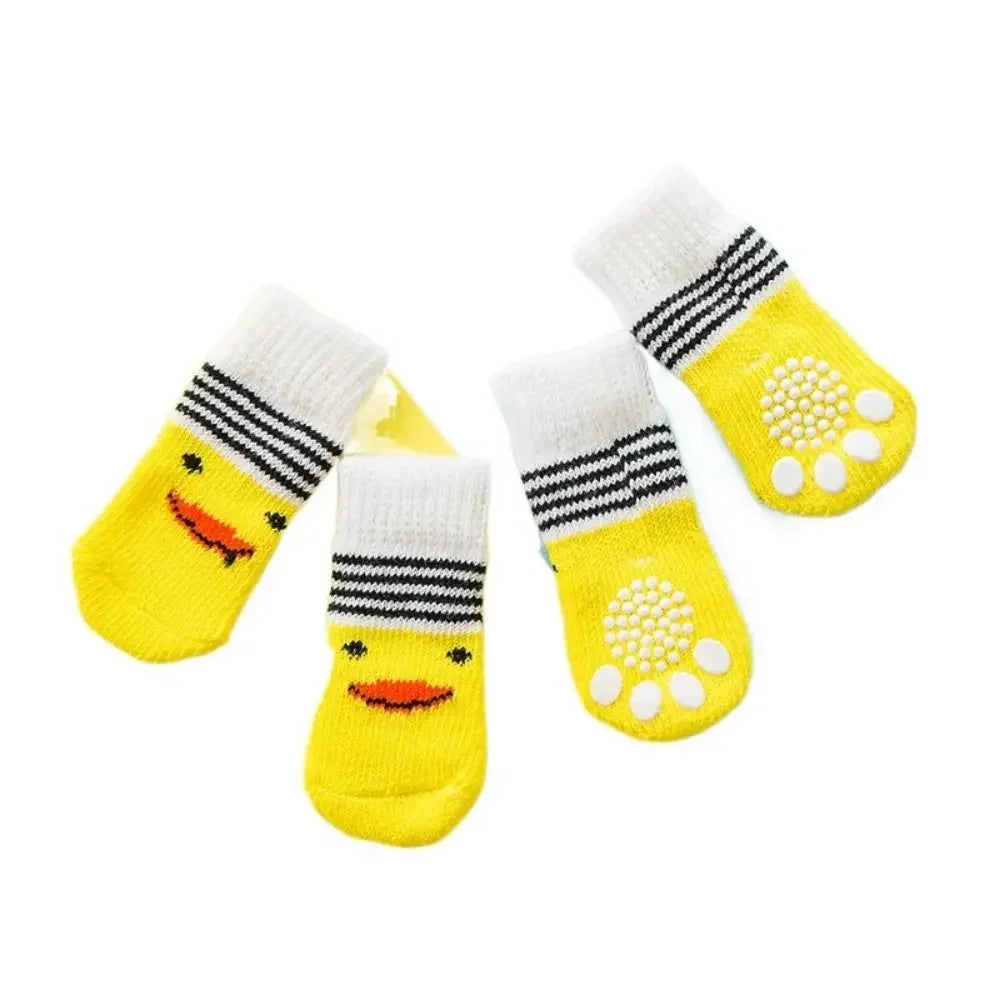 4Pcs Pet Anti-slip Socks for Autumn/Winter