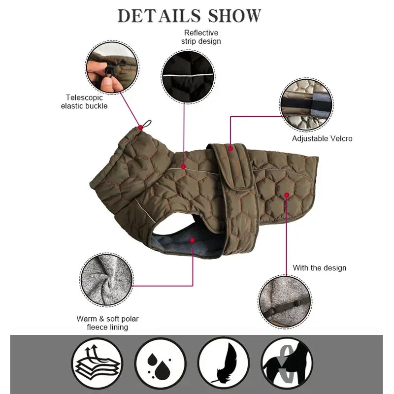 Winter/Reflective Snowsuit/Down Jacket for Large Breed Dogs