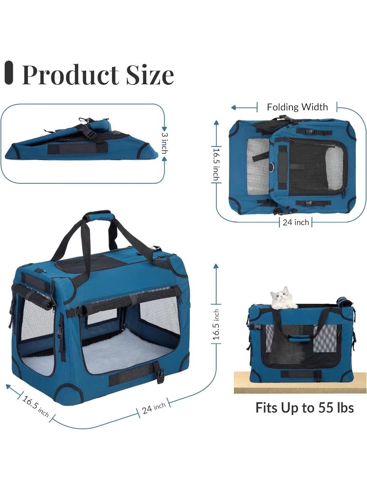 Extra Large Cat Carrier for 2 Cats, Collapsible Soft Sided Pet XL Crate for Large Mudium Big Cat 20lbs+, Car Travel Portable Bag