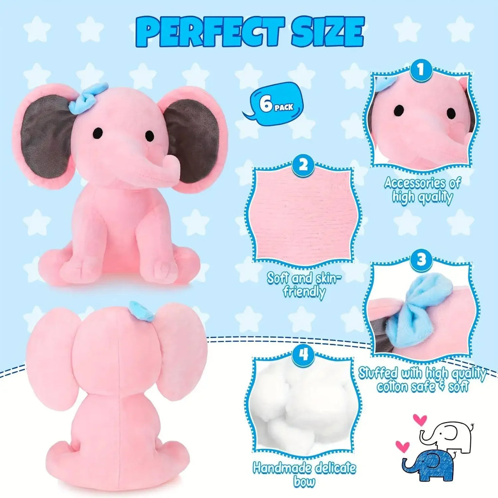 6 Pieces Cute Soft Elephant Stuffed Animals