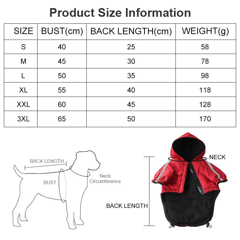 Pet Dog/Cat Winter Waterproof Warm Coat, Cotton Hooded Jacket  Small Dogs/Cat Reflective Clothes