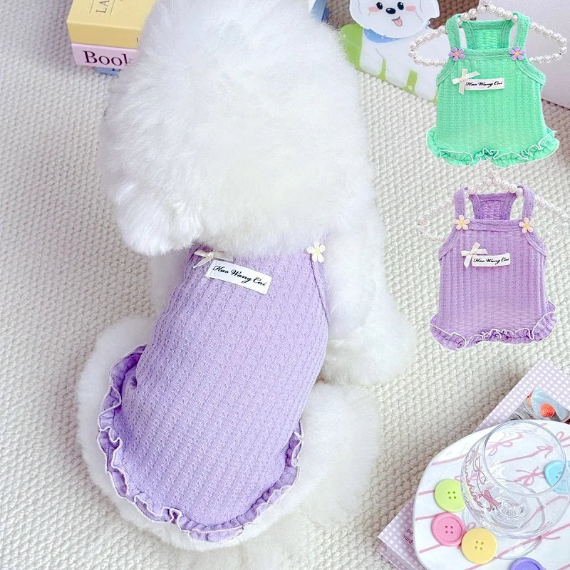 Summer Pet Clothes, Thin Breathable Puppy Suspender Vest  Cooling Outfit Pet Costume for Small Medium Dogs