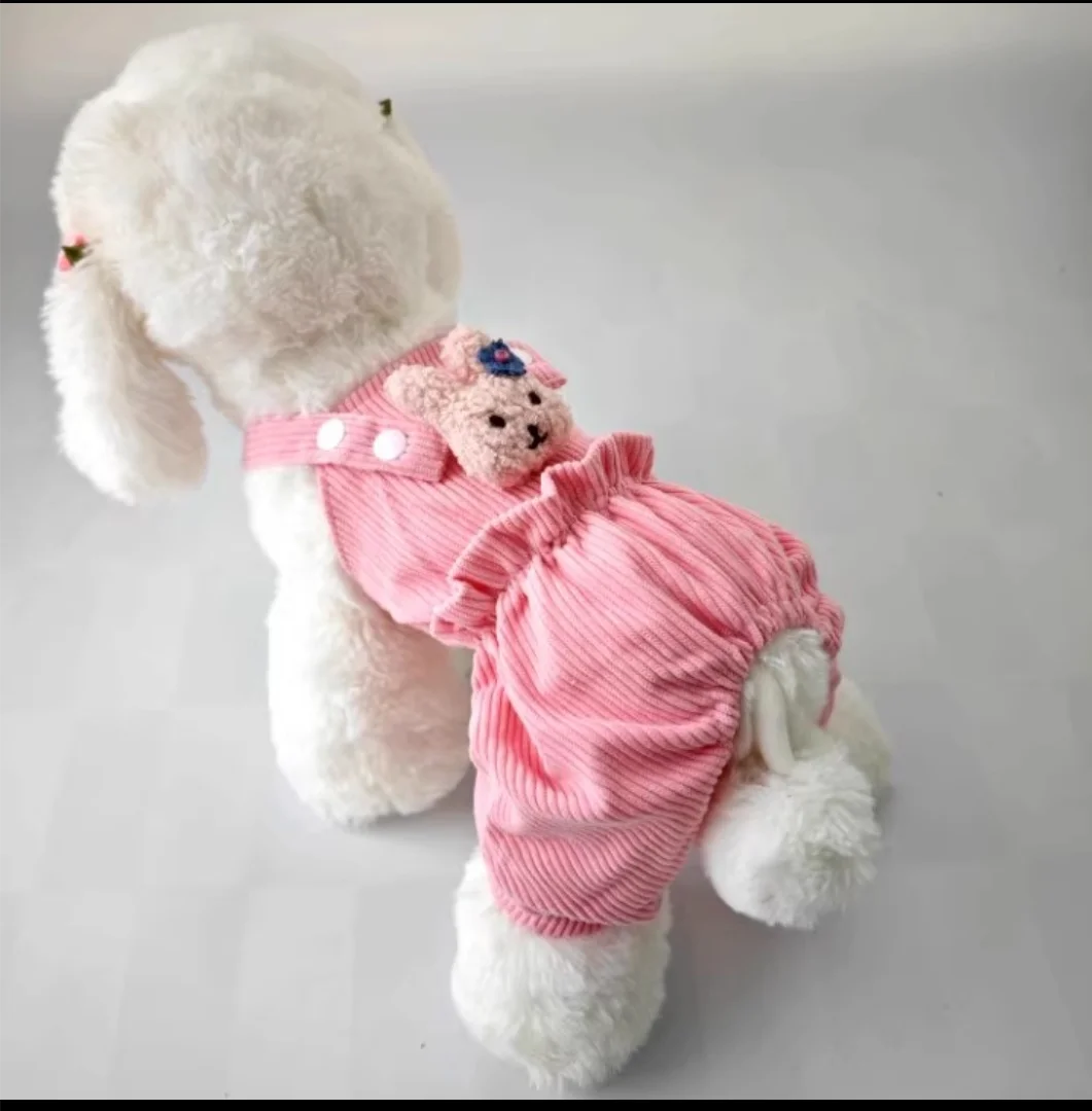 Dog Clothes Pink, Yellow Strap Jumpsuits