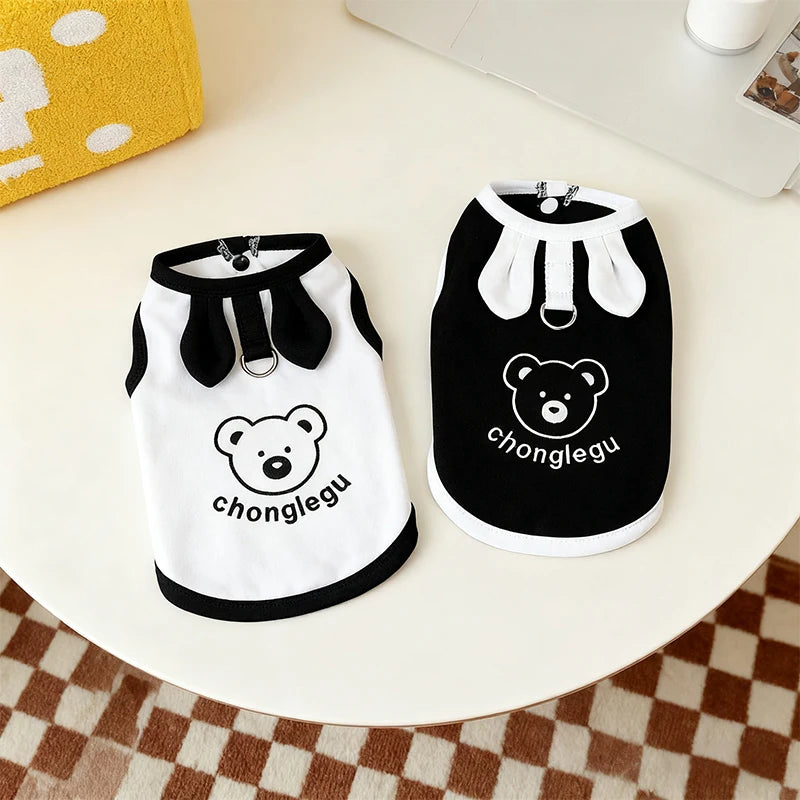 Thin Breathable Dog T-shirt Bear Print Vest