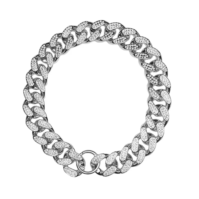 ABS Plastic Dog Collar Chain Diamond Inlay