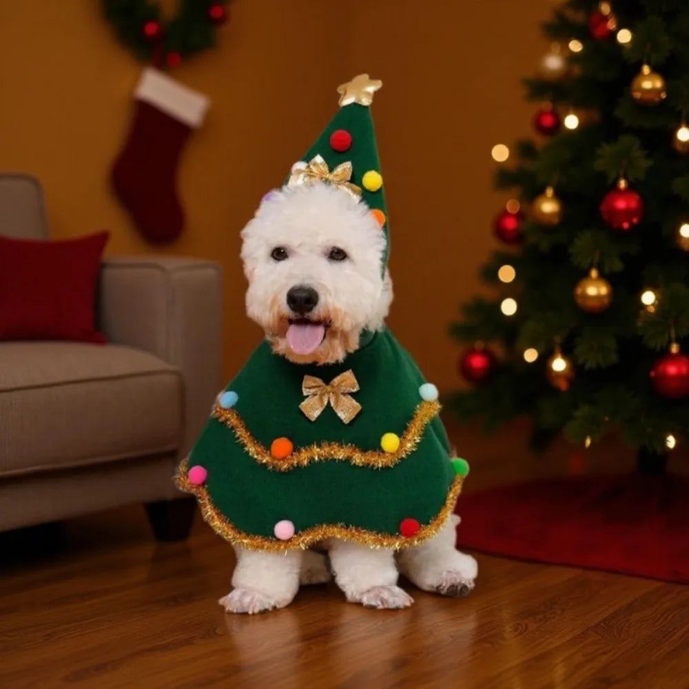 Christmas Dog Costume, Cloak/Hat Set