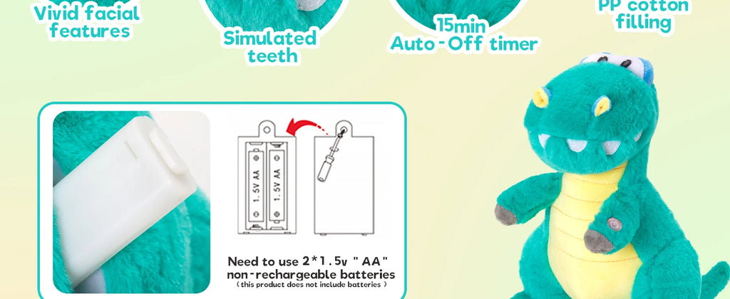 Glowing Green Dinosaur Plush Toy For Pets & Kids