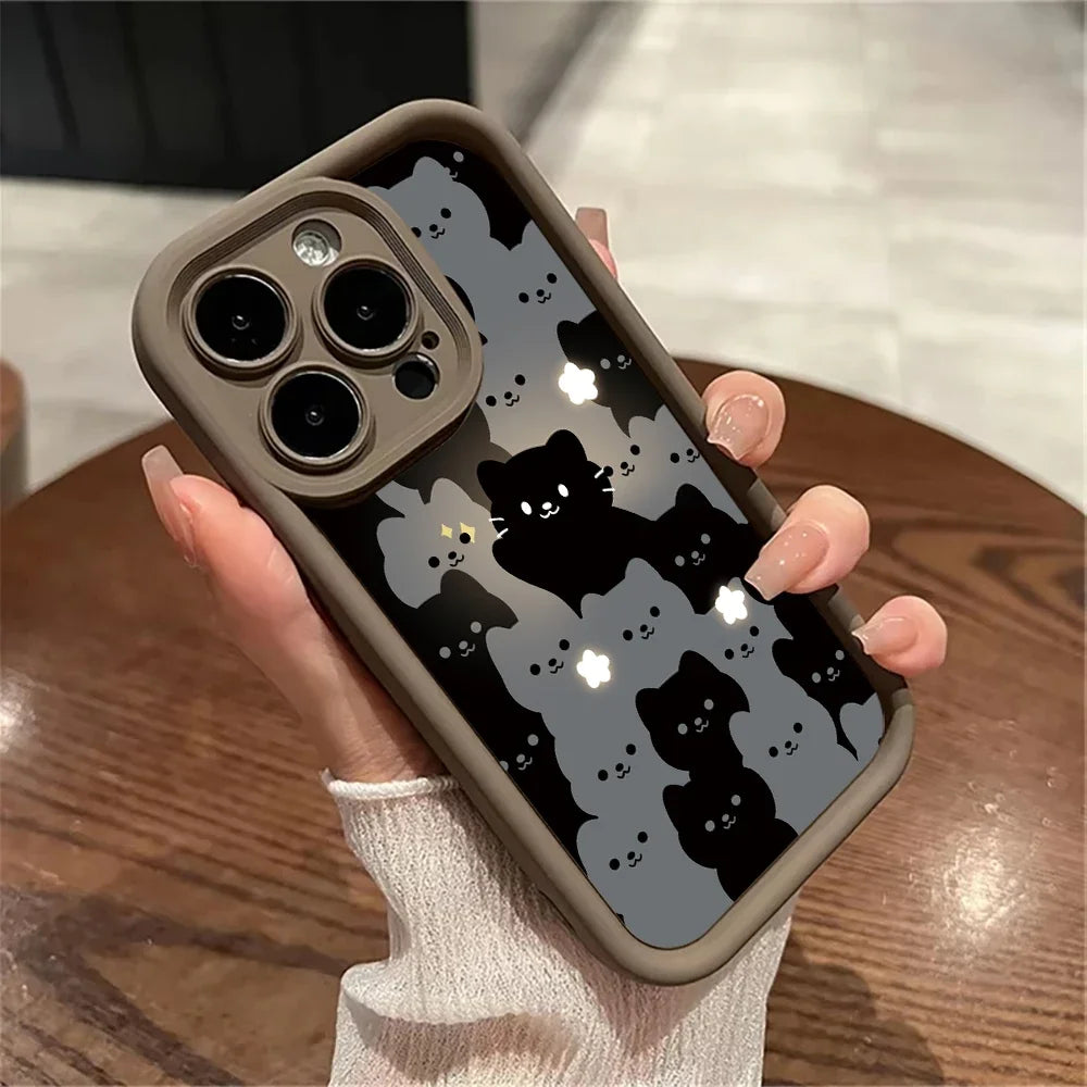 Cute Cartoon Cat Silicone Phone Case For iPhones