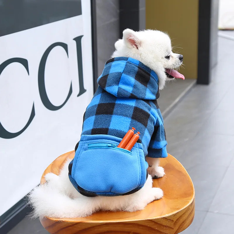 Winter Dog Coat, Plaid Reversible Vest