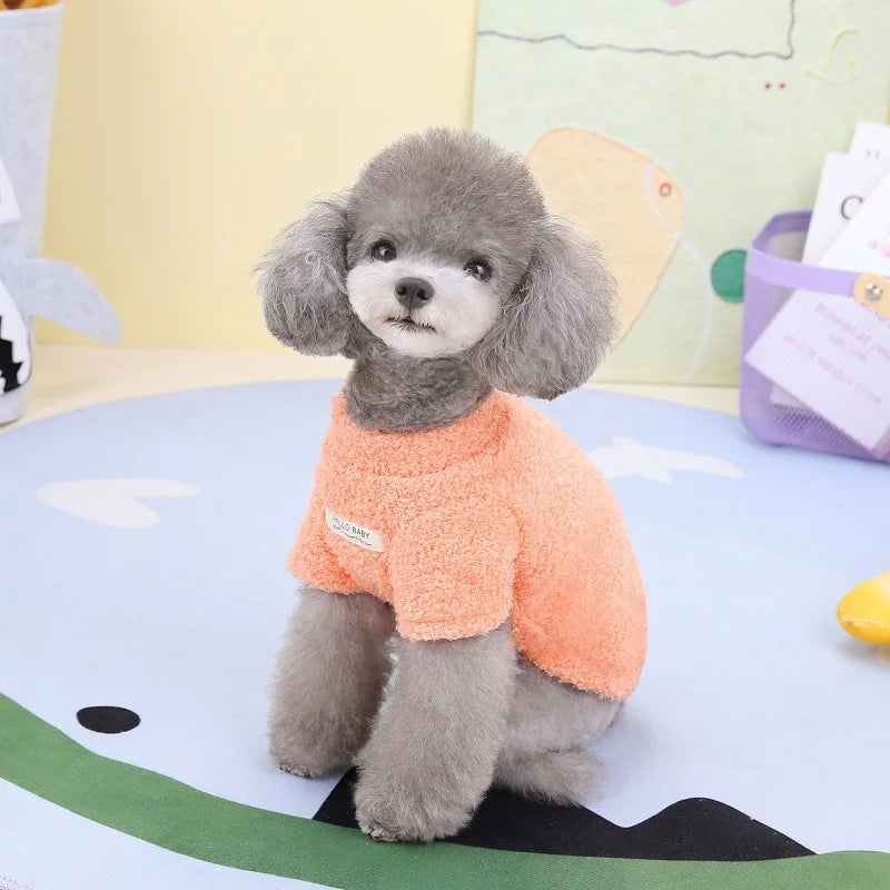 Fleece Dog Clothes, Solid Warm Hoodie Sweater
