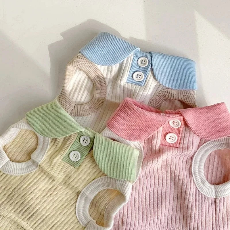 Summer Pet Polo Shirt, Breathable Cute Fashion Vest          Cute Solid Cat Shirt Soft Pet Costumes Chihuahua Dog Clothes