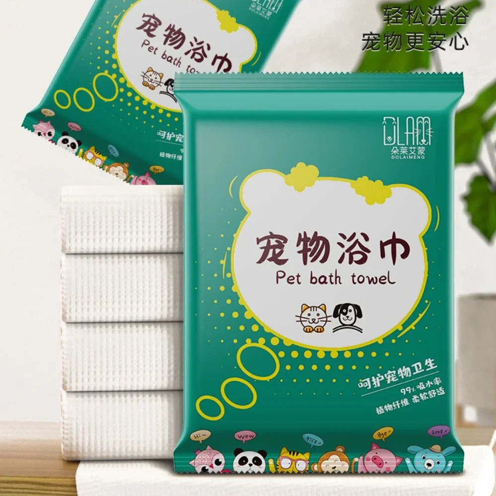 Disposable Pet Bath Towel Individually Packaged Clean Hygienic Disposable Thickened Cotton for Dog Cat Pet Supplies
