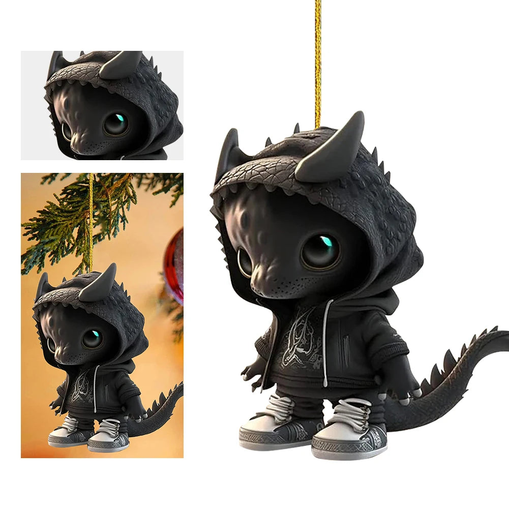 4Pcs Dinosaur Sculpture Hanging Ornament