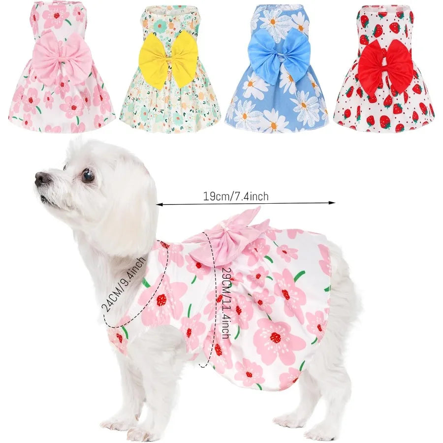 4pcs Small Dog Dress Outfit