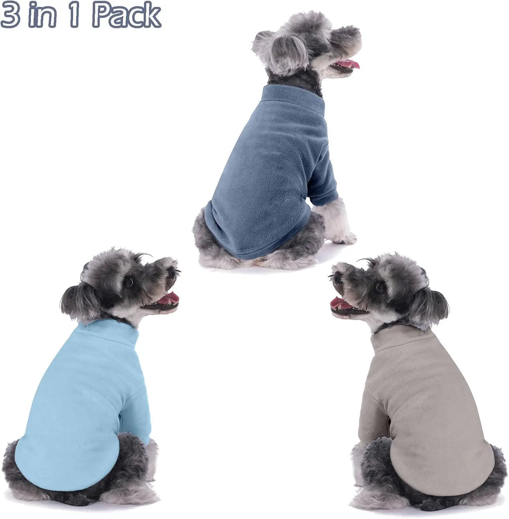 3 Pack Dog Sweaters for Small Dogs, Ultra Soft Warm Puppy Clothes Winter Coat in Gray Azure Navy