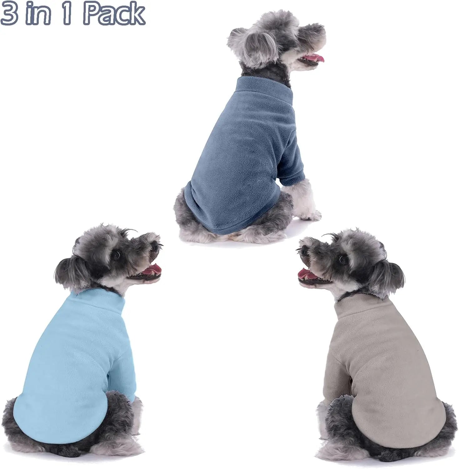 3 Pack Dog Sweaters for Small Dogs, Ultra Soft Warm Puppy Clothes Winter Coat in Gray Azure Navy