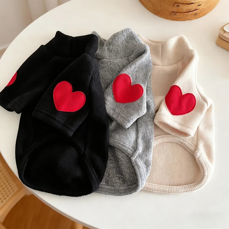 Winter Dog Shirt Heart-shaped Patch Embroidery Sweatshirt