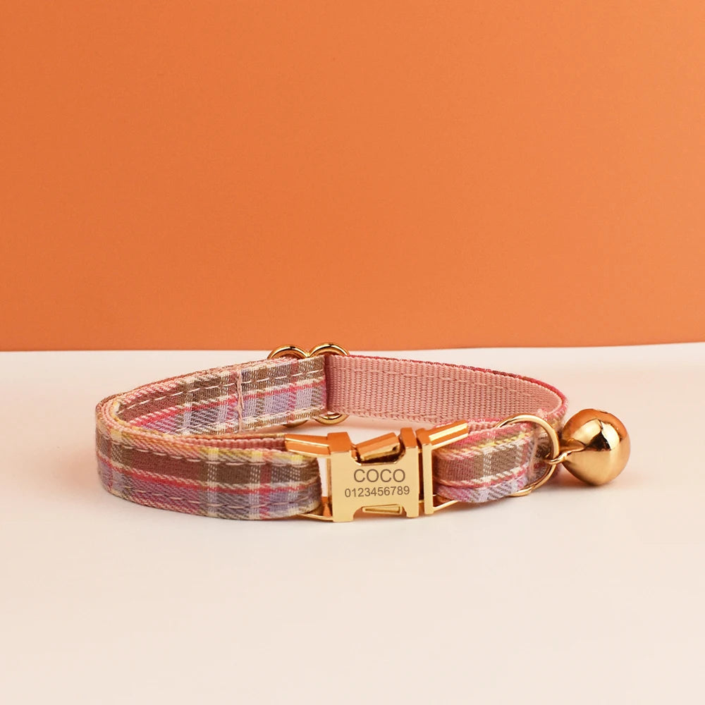 Plaid Pattern Cat Collar Bowknot Adjustable