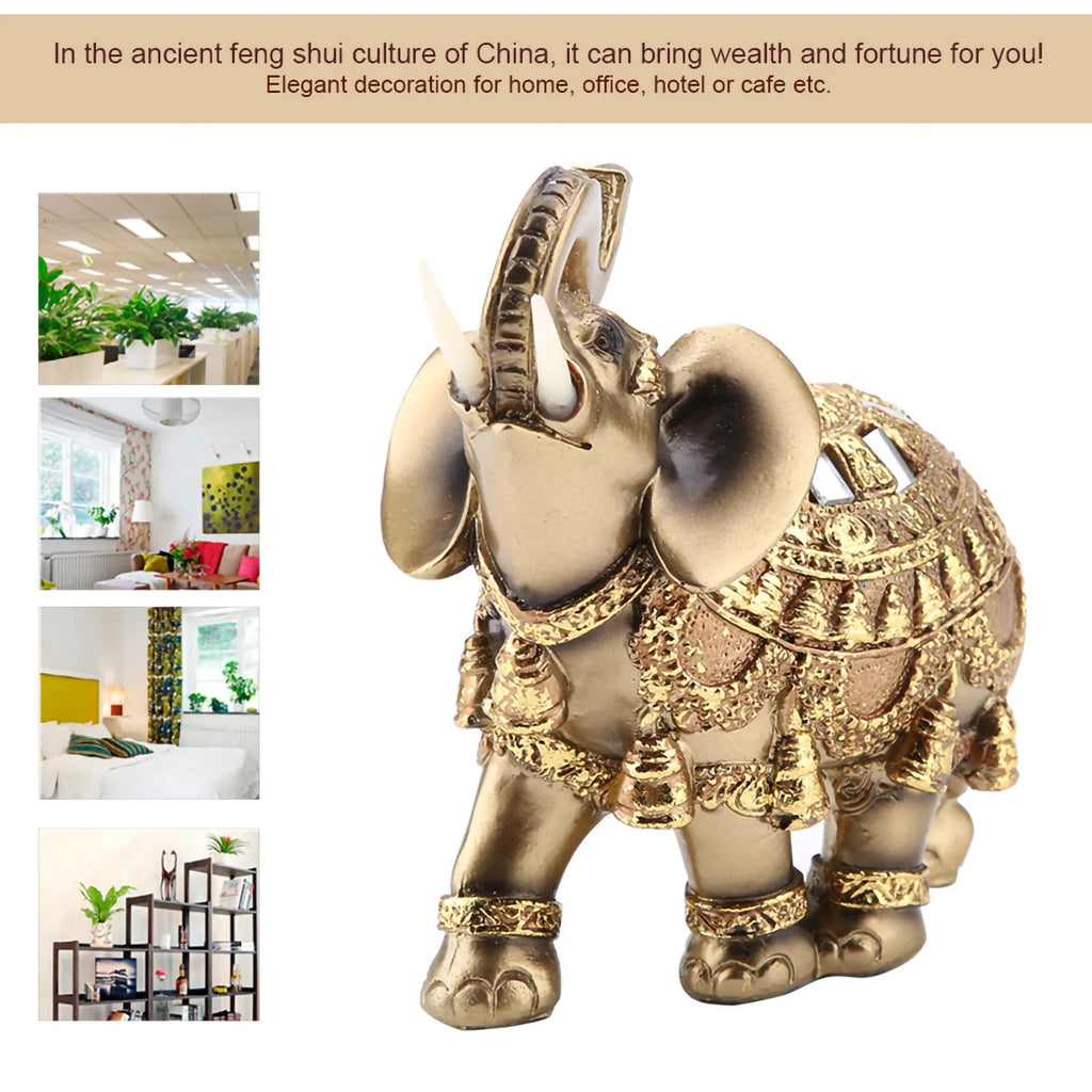 Lucky Golden Feng Shui Elephant Statue