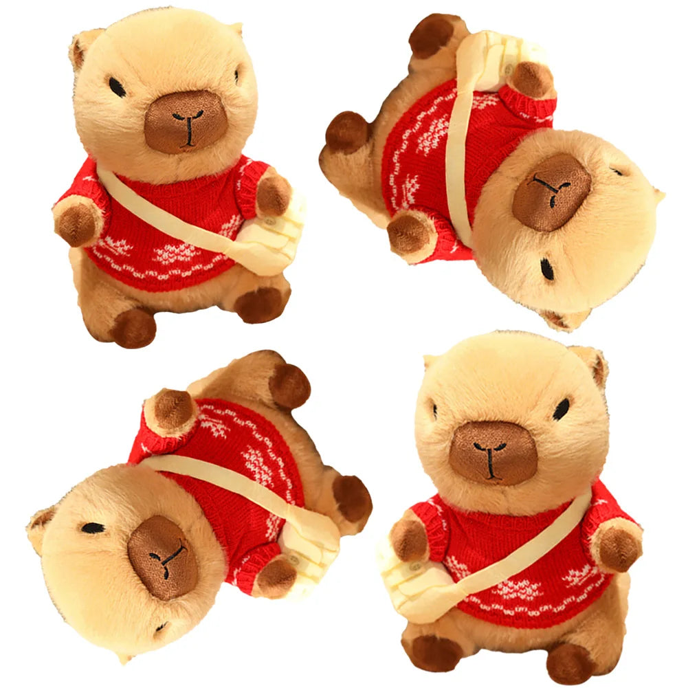Capybara Plush Stuffed Animal w/ Clothes & Bag