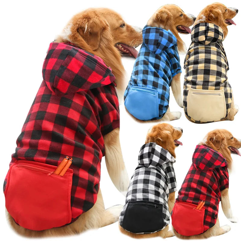 Winter Dog Coat, Plaid Reversible Vest
