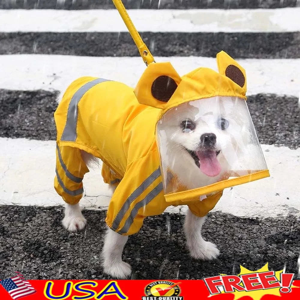 Waterproof Dog Rain Jacket Reflective Raincoat Poncho with Leash Medium Dogs Easy to Clean Comfortable Durable Pet Apparel