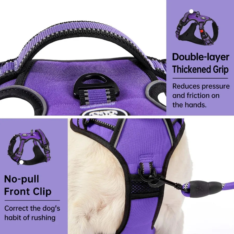 No Pull Dog Harness  Adjustable Fit Safety Belt