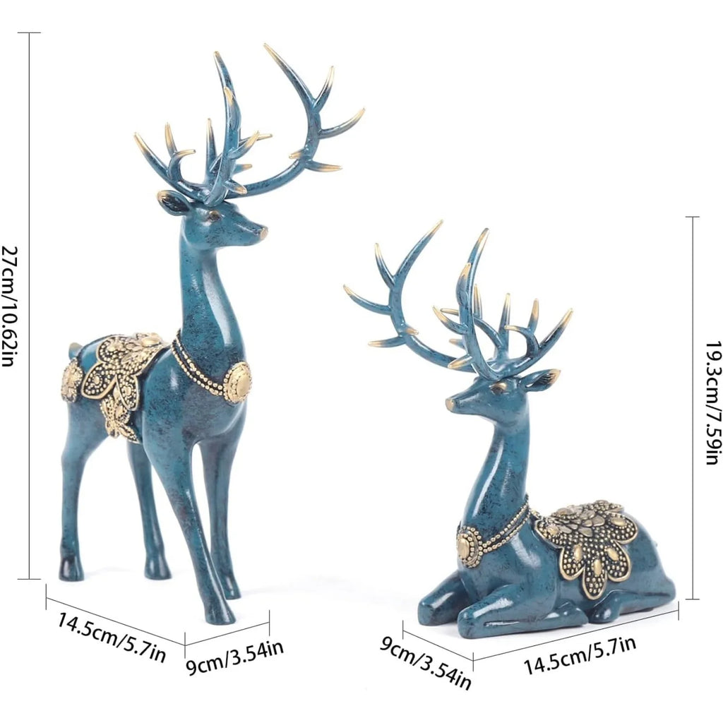 Retro Style 2Pcs Christmas Reindeer Figurines