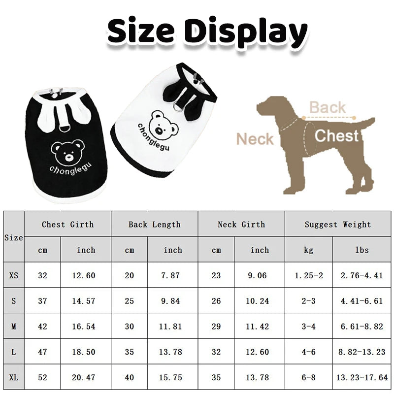 Thin Breathable Dog T-shirt Bear Print Vest