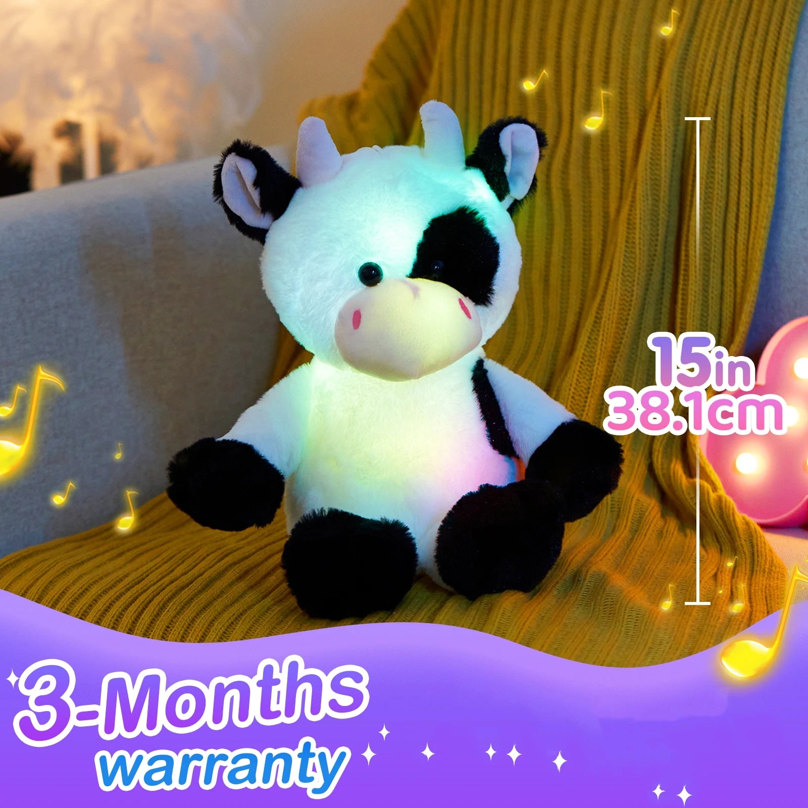 Glowing Dairy Cattle Plush Toy For Kids