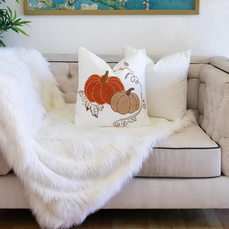 Autumn Harvest Pumpkin Throw Pillow Fall Decor