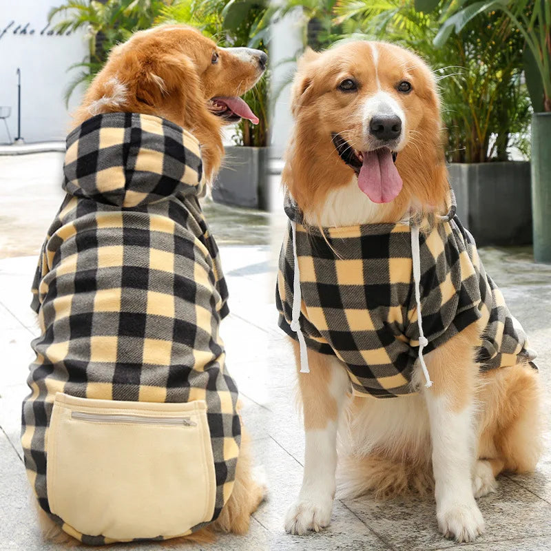 Winter Dog Coat, Plaid Reversible Vest