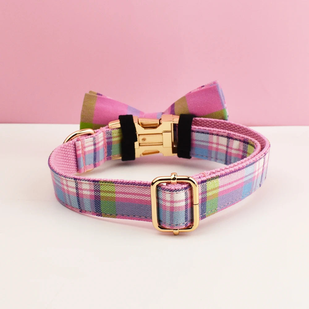 Plaid Pattern Cat Collar Bowknot Adjustable