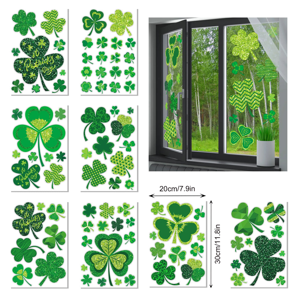 8 Sheets St Patrick's Day Decoration Window Stickers