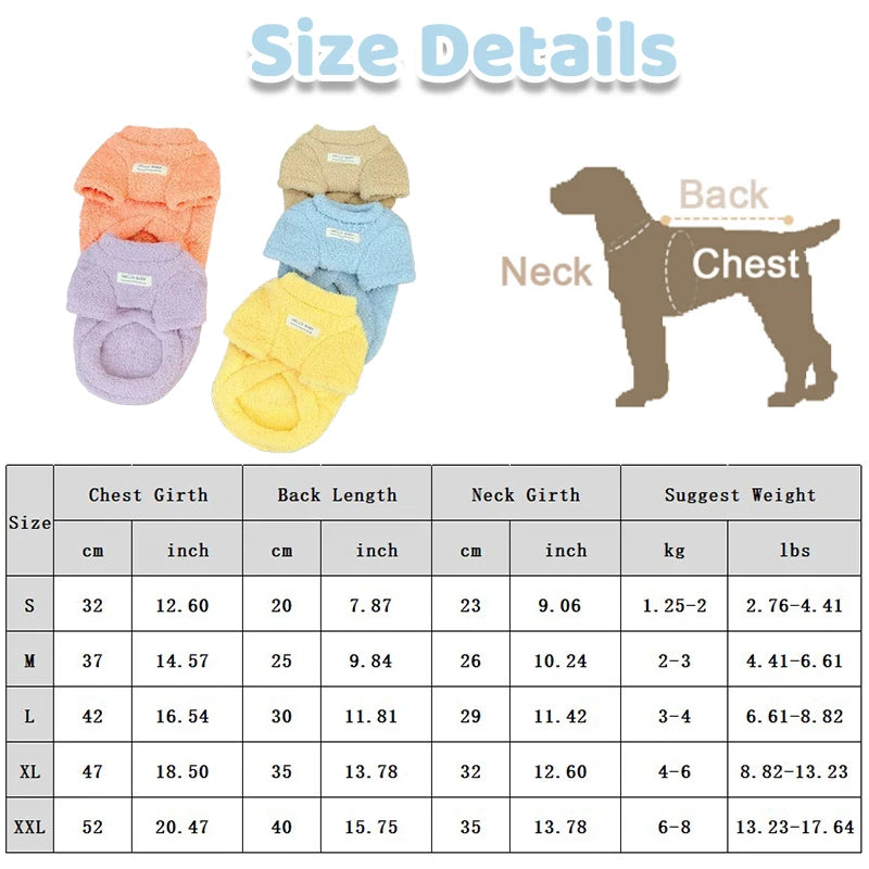 Fleece Dog Clothes, Solid Warm Hoodie Sweater