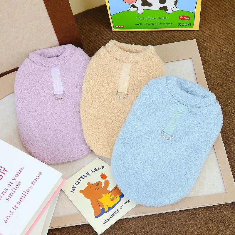 Fleece Dog Clothes, Solid Warm Hoodie Sweater