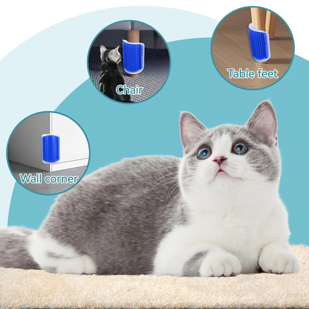 1 Piece for Fox and Cat Self-Cleaning Comb, Corner Massage Comb, Pet Self-Cleaning Massager and Comb, Cat and Dog Corner Scraper - Can Be Installed on Corner and Plane, Suitable for Cats with Large and Thick Hair, Washable Sc