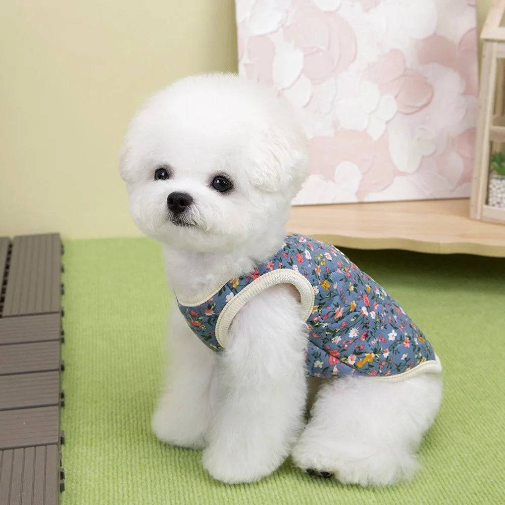 Puppy Winter Floral Fleece Vest Pet Clothing