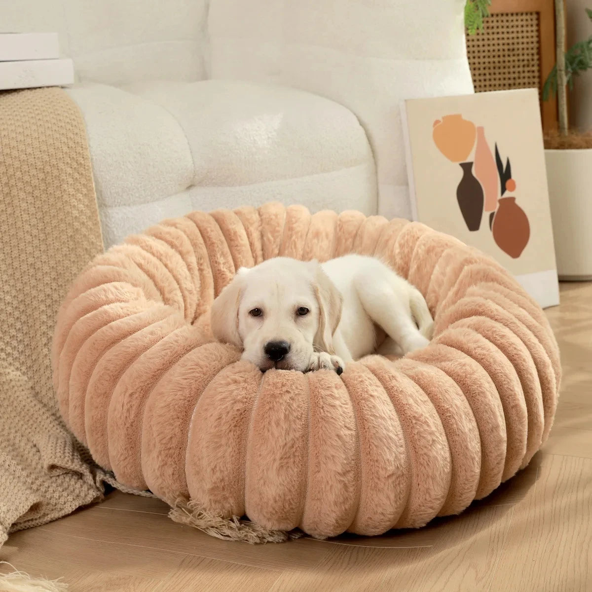 40-70cm Round Bed for Dogs, Super Soft,  Winter Warm Sleeping
