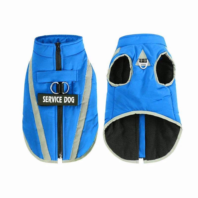 Warm Fleece Service Dog Vest, Waterproof Winter Pet Clothing
