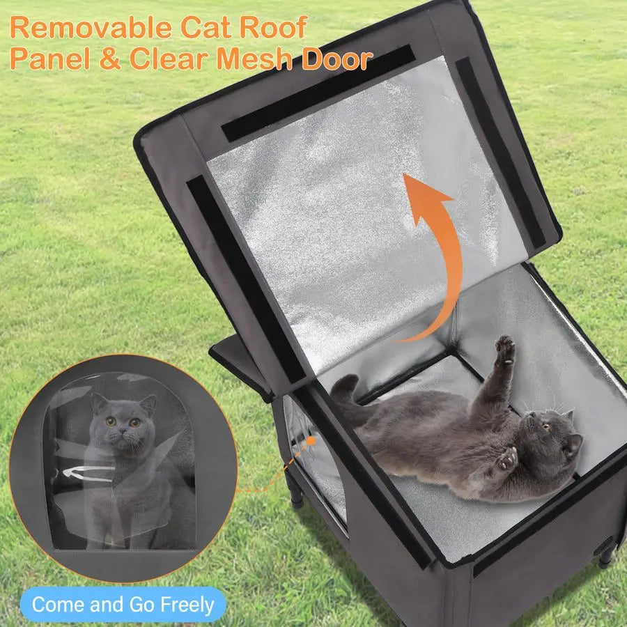 Elevated Outdoor Feral Cats Shelter with Soft Mat
