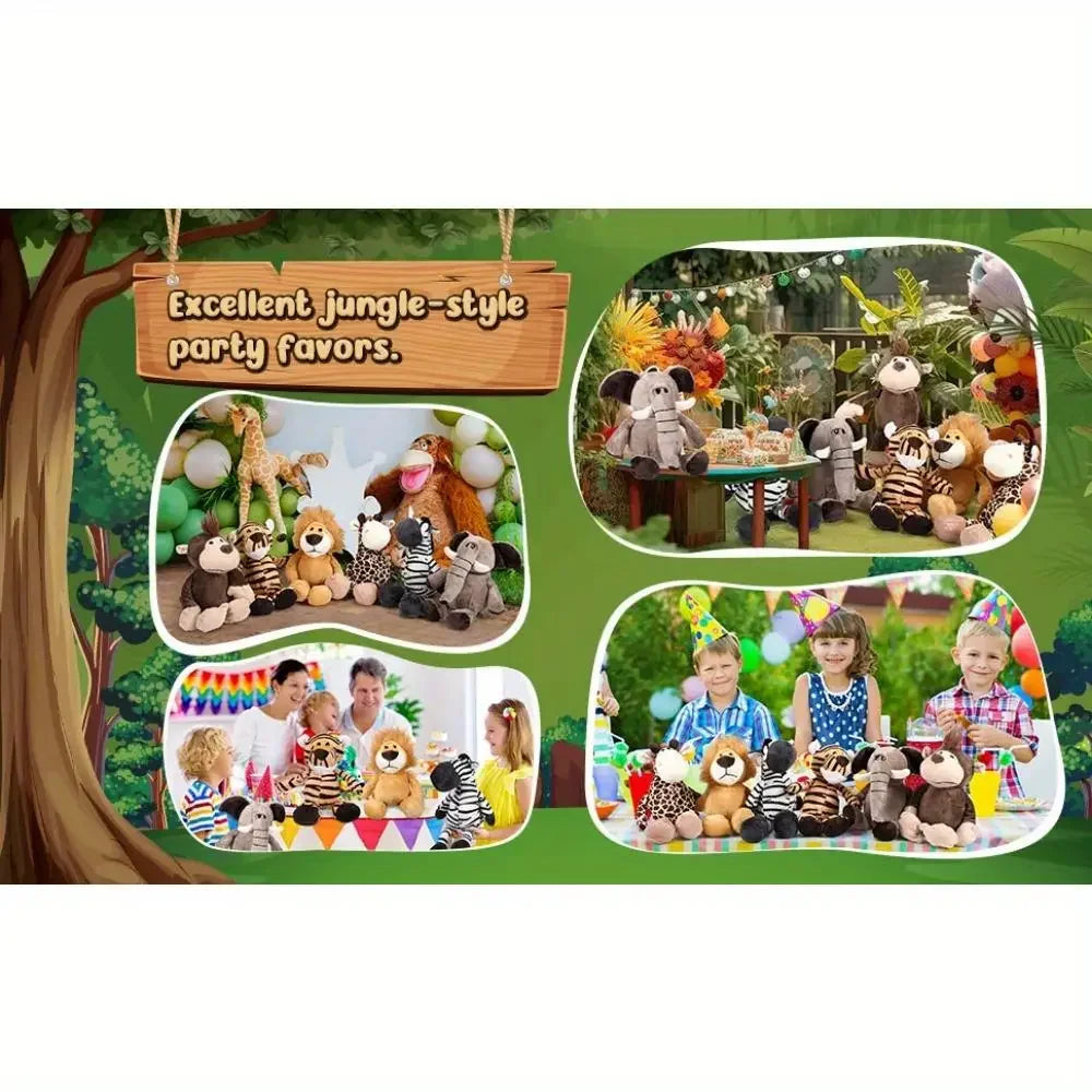 12 Pieces Safari Stuffed Animal Toys