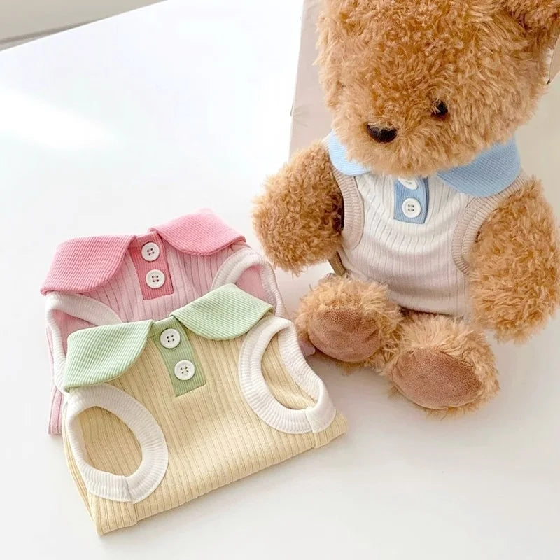 Summer Pet Polo Shirt, Breathable Cute Fashion Vest          Cute Solid Cat Shirt Soft Pet Costumes Chihuahua Dog Clothes
