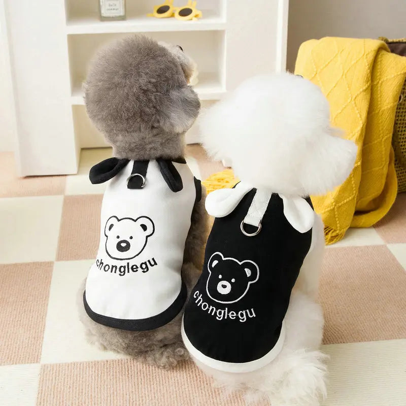 Thin Breathable Dog T-shirt Bear Print Vest