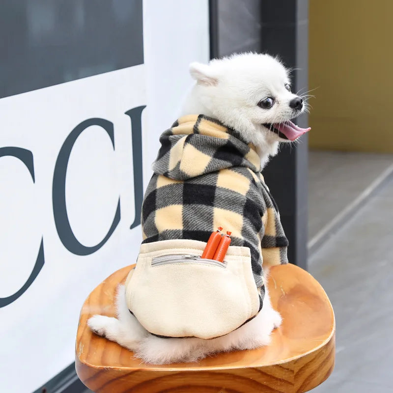 Winter Dog Coat, Plaid Reversible Vest