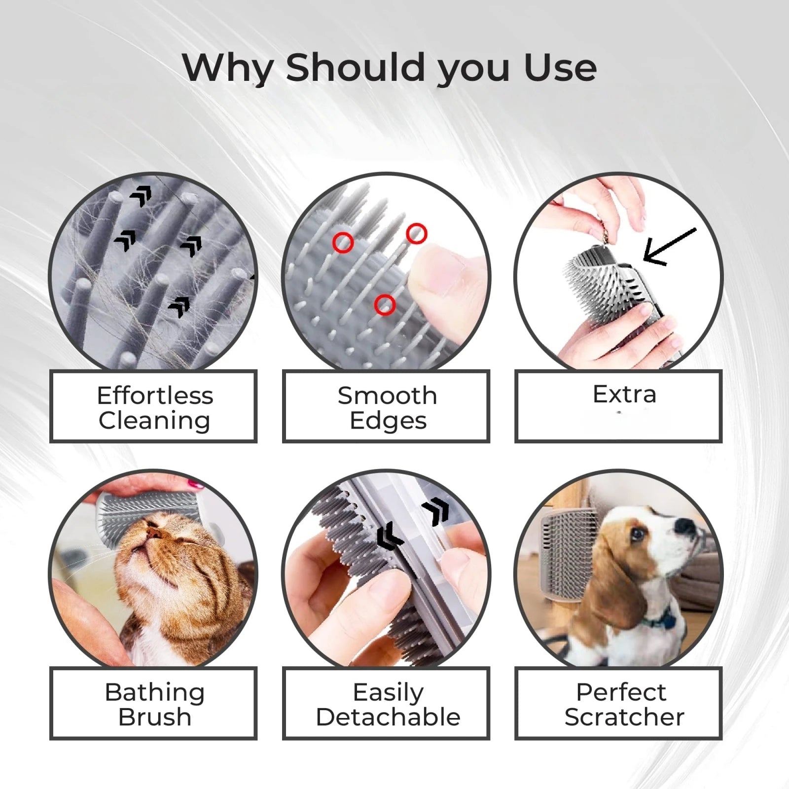 1 Piece for Fox and Cat Self-Cleaning Comb, Corner Massage Comb, Pet Self-Cleaning Massager and Comb, Cat and Dog Corner Scraper - Can Be Installed on Corner and Plane, Suitable for Cats with Large and Thick Hair, Washable Sc