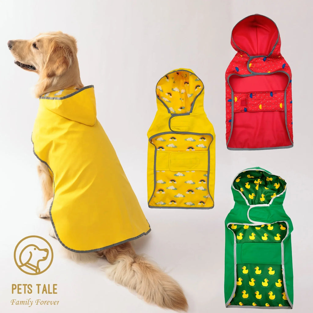 Lg Dog Raincoat: Dual-sided Waterproof Coat with Polyester Fiber