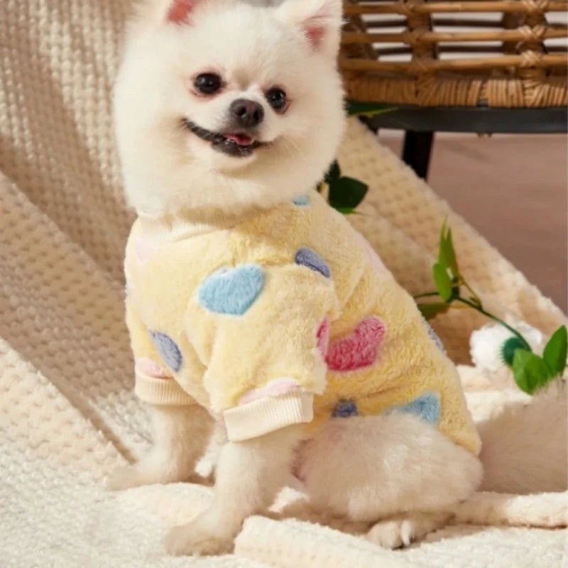 Cute Heart Print Flannel Dog Vest Soft Puppy Coat Yorkshire Pet Costume Small Medium Chihuahua Dog Clothes
